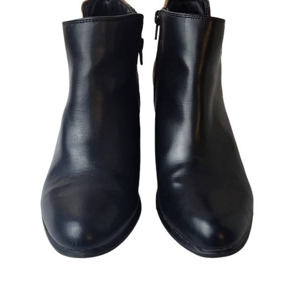 Espirit Tonya Black Leather Leopard Print Color Block Ankle Booties - Picture 2 of 12